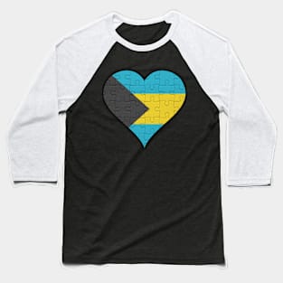 Bahamian Jigsaw Puzzle Heart Design - Gift for Bahamian With Bahamas Roots Baseball T-Shirt